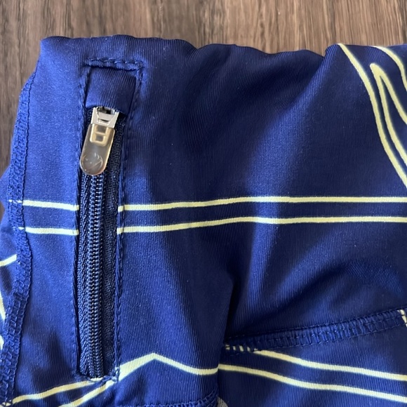 Oiselle KC Knickers Running Blue Print Zip Pocket Size 4 - Picture 4 of 8
